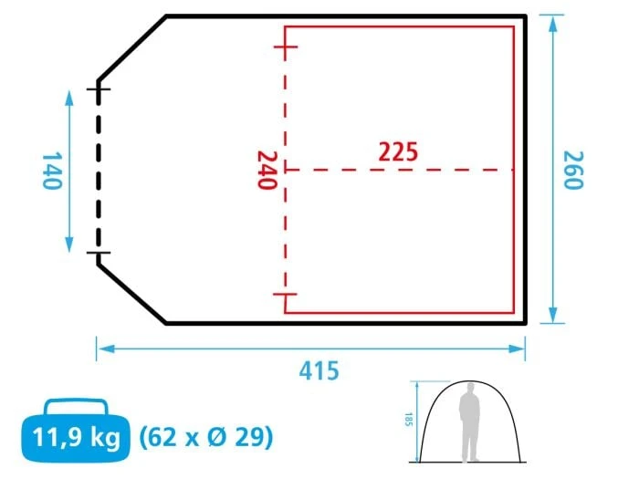 Obelink Benidorm 4 CoolDark Tente Tunnel 3 Obelink Benidorm 4 CoolDark Tente Tunnel – Image 3