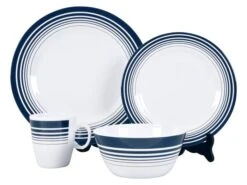 Bo-Camp Navy Service Vaisselle -Obelink melamine servies 16delig navy 1 ecommerce ca7b